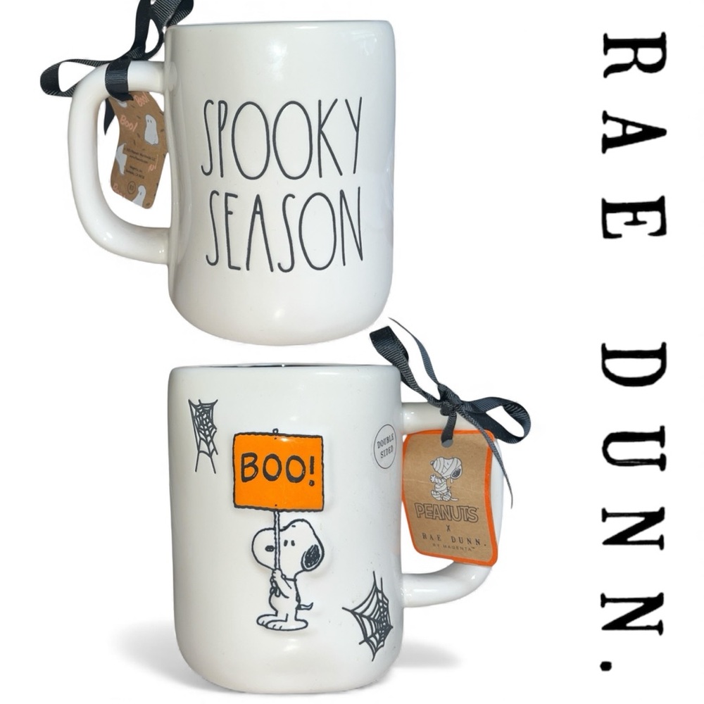 Rae Dunn X Peanuts Snoopy Halloween Spooky Season Double Sided Ceramic Mug